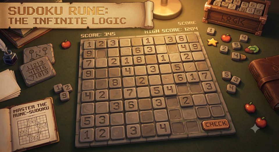 Sudoku kapak görseli: taşa oyulmuş bir sudoku tahtası.